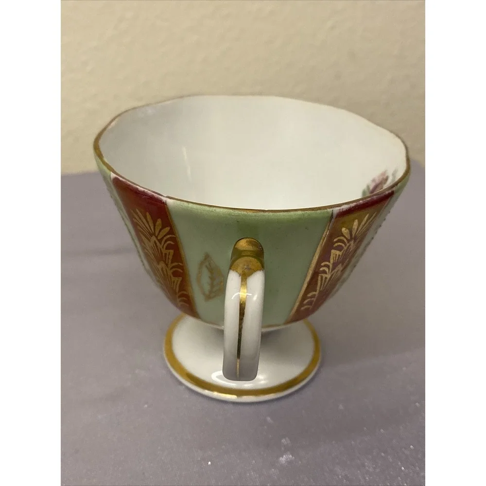 Royal Sealy China Japan Cup and Saucer - Courting Couple Mint Green /Iridescence